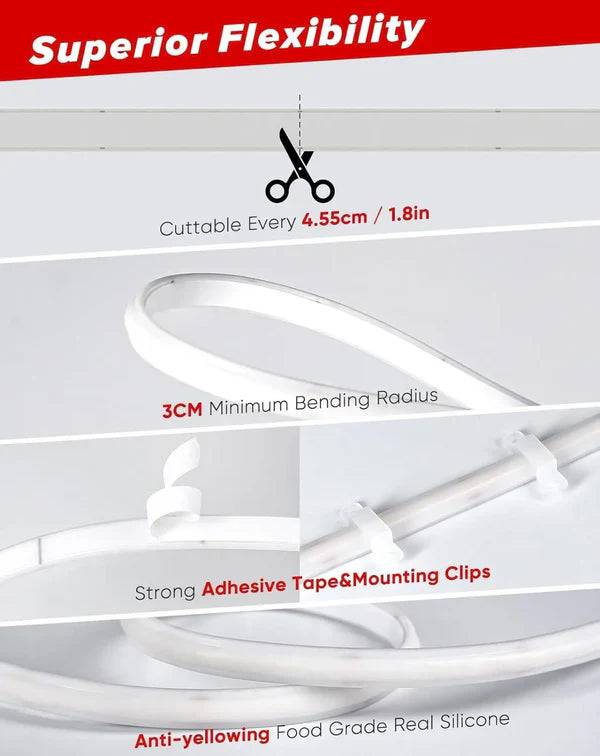 110-120V Cool White COB Peel and Stick Tape Light (10mmx4.5mm),IP65, Cuttable, dimmable, flicker-free - Plug and Play and Could Be hardwired