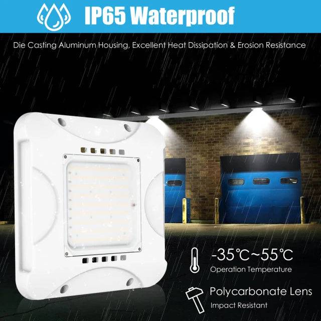 LED Canopy Light - Built-in Photocell, Adjustable 60W/48W/36W and CCT 4500K/5000K/5700K, 21,000 Lumens, 100-277 VAC