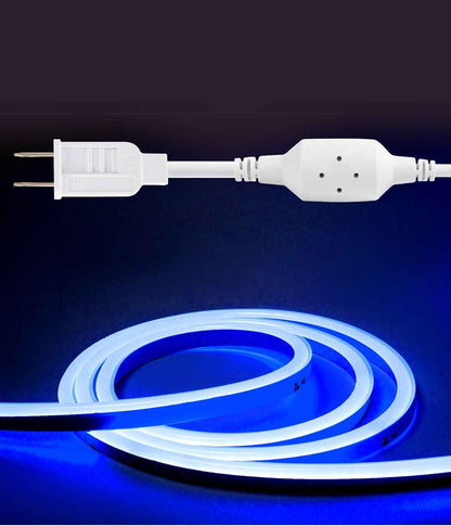 110V-120V Blue Neon LED Rope Light - 8mmX16mm,Commercial Grade, IP65, 6 Watts/M -Cuttable, dimmable, could be hardwired ETL Listed- Plug and Play
