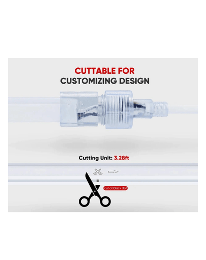 110V-120V RGBW 14 Color Changing LED Rope lights with controller - 10mmX20mm,Commercial Grade, IP65, 8.3Watts/M -Cuttable- Plug and Play and Hardwired