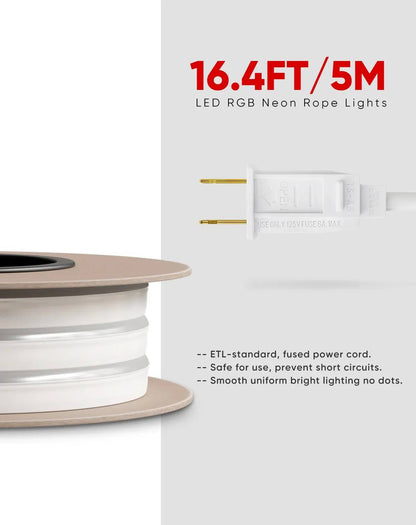 110V-120V RGBW 14 Color Changing LED Rope lights with controller - 10mmX20mm,Commercial Grade, IP65, 8.3Watts/M -Cuttable- Plug and Play and Hardwired