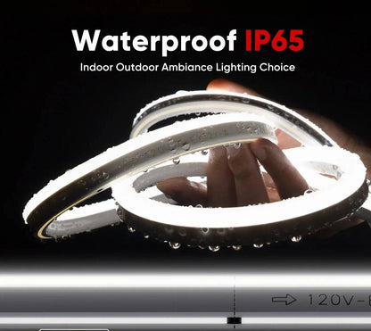 110-130V Cool White LED Neon Rope Light -6500K- 7mm x 14.5mm-7W/Meter and 220LM/W -Dimmable, Flexible, IP65 Waterproof, Cuttable for Home & Commercial Use