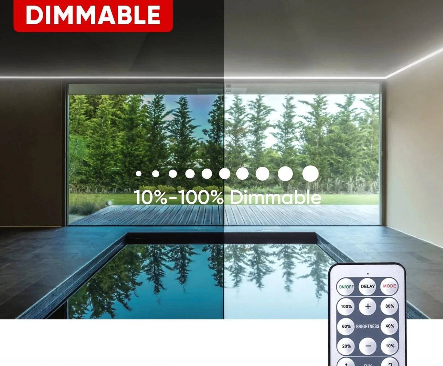 110-130V Cool White LED Neon Rope Light -6500K- 7mm x 14.5mm-7W/Meter and 220LM/W -Dimmable, Flexible, IP65 Waterproof, Cuttable for Home & Commercial Use