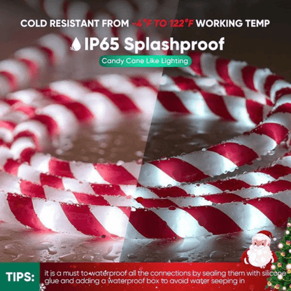 110V Candy Cane Christmas Rope Light - 11000K Cool White