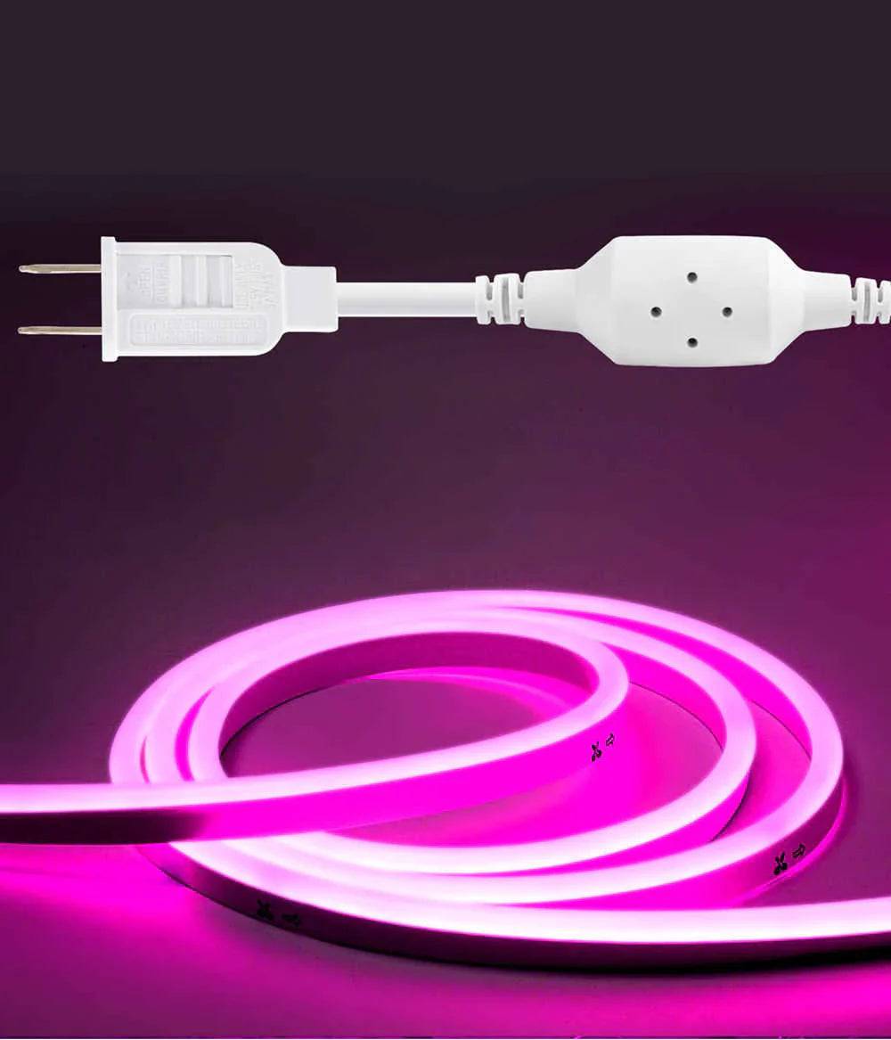 110V-120V Pink Neon LED Rope Light - 8mmX16mm,Commercial Grade, IP65, 6 Watts/M -Cuttable, dimmable, could be hardwired ETL Listed- Plug and Play