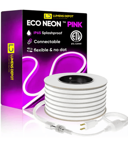 110V-120V Pink Neon LED Rope Light - 8mmX16mm,Commercial Grade, IP65, 6 Watts/M -Cuttable, dimmable, could be hardwired ETL Listed- Plug and Play