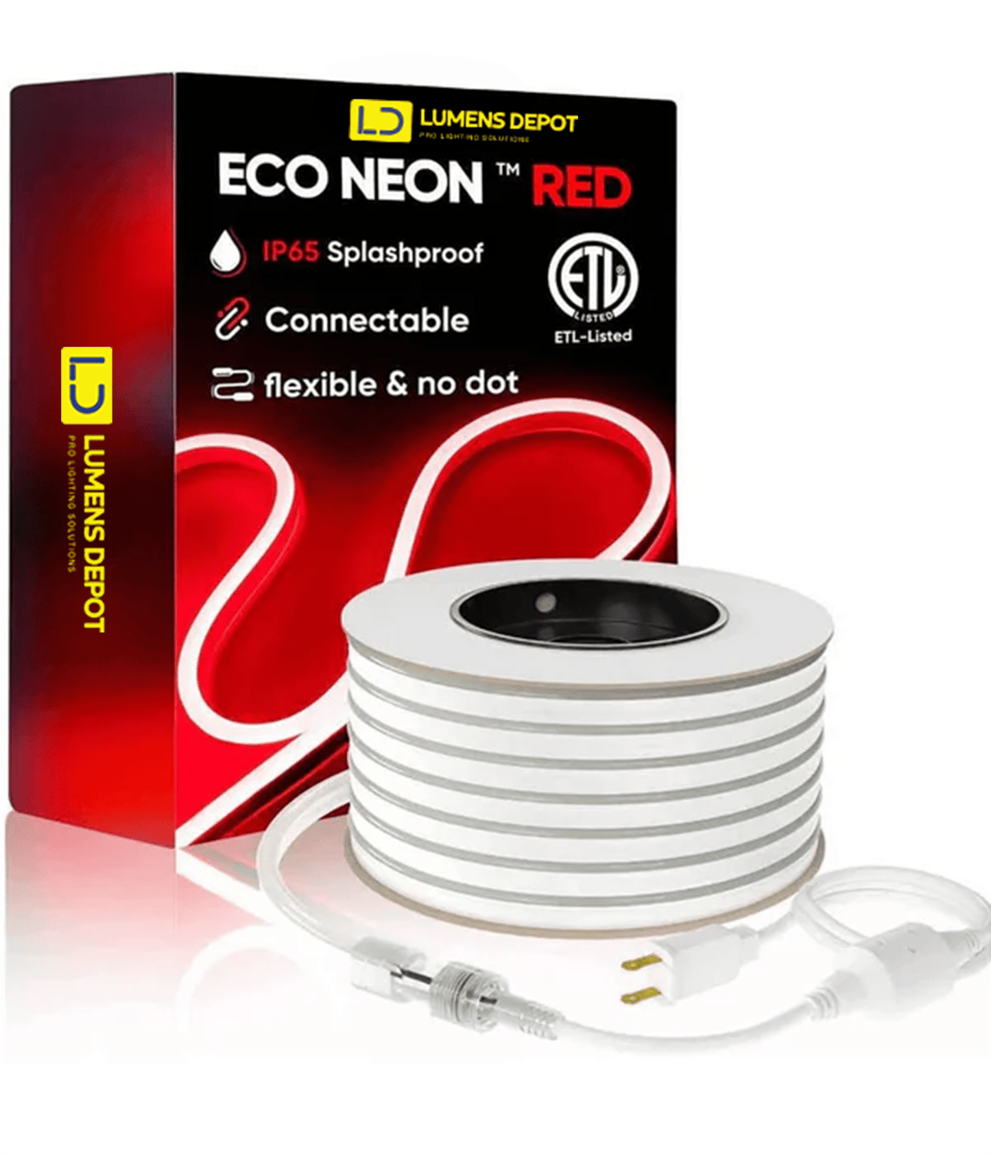110V-120V Red Neon LED Rope Light - 8mmX16mm,Commercial Grade, IP65, 6 Watts/M -Cuttable, dimmable, could be hardwired ETL Listed- Plug and Play