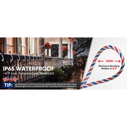 110V Red, White, and Blue Patriotic Rope Light - 11000K LED