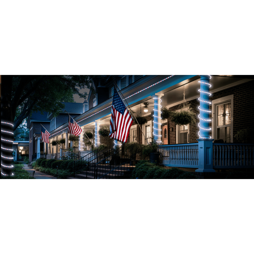 110V Red, White, and Blue Patriotic Rope Light - 11000K LED