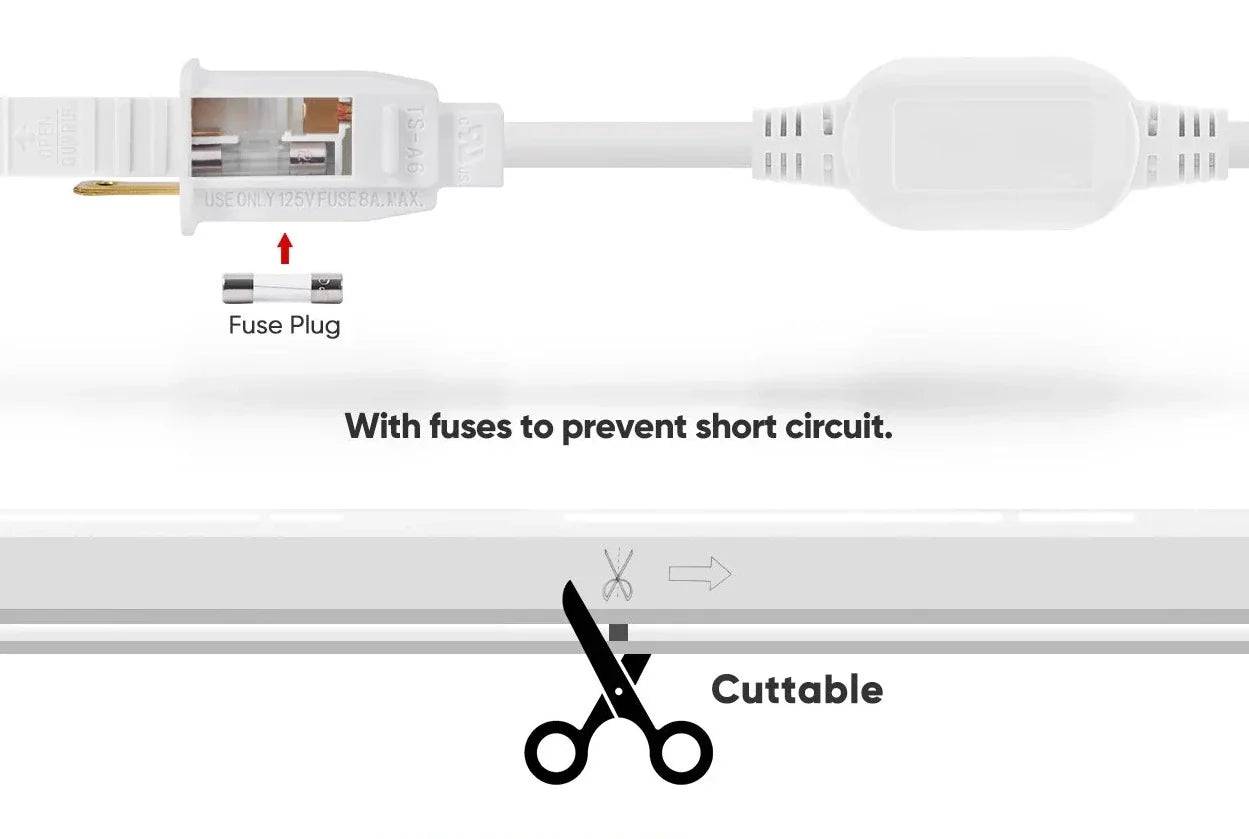 110-120V Warm White LED Neon Rope Light -2500K- 8mm x 16mm-6.5W/Meter and 226LM/W -Dimmable, Flexible, IP65 Waterproof, Cuttable for Home & Commercial Use