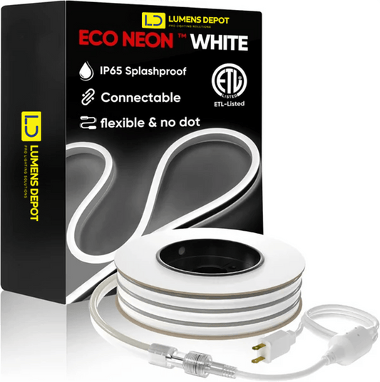 110V-120V Neutral White (4500K) Neon LED Rope Light - 8mmX16mm,Commercial Grade, IP65, 189Lm/meter -Cuttable, Dimmable- Plug and Play and Hardwire