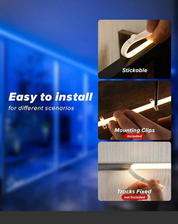 110-120V Blue COB Peel and Stick Tape Light (10mmx4.5mm),800Lm/W, IP65, Cuttable, dimmable, flicker-free - Plug and Play and hardwired