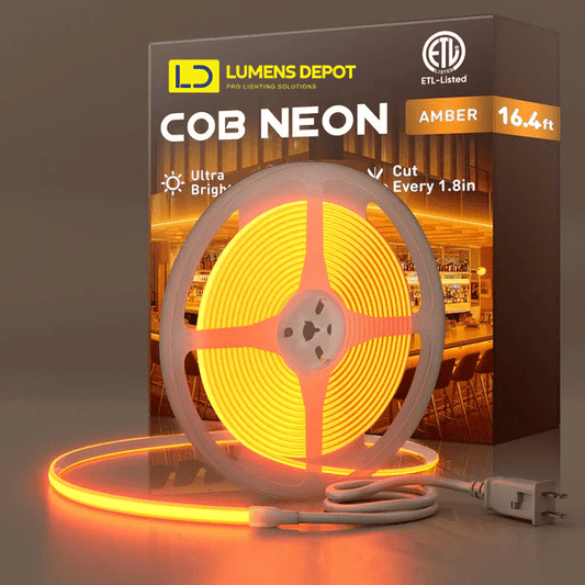 120V Ultra-Bright Amber COB LED Neon Rope Light – 800 Lumens/M