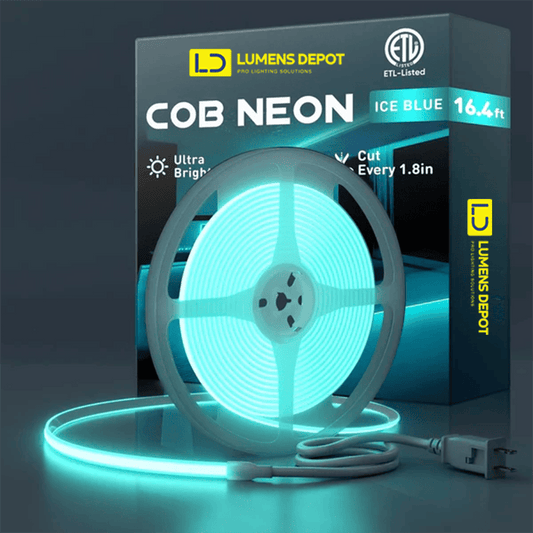 120V Ultra Bright COB LED Neon Rope Light, Ice Blue, 800 Lumens/M