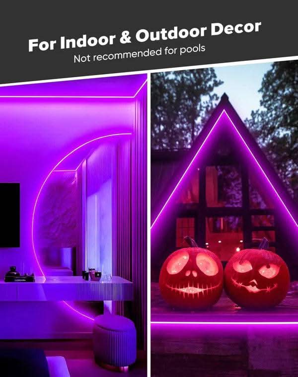 110-120V Purple COB Peel and Stick Tape Light (10mmx4.5mm),IP65, Cuttable, dimmable, flicker-free - Plug and Play and Could Be hardwired