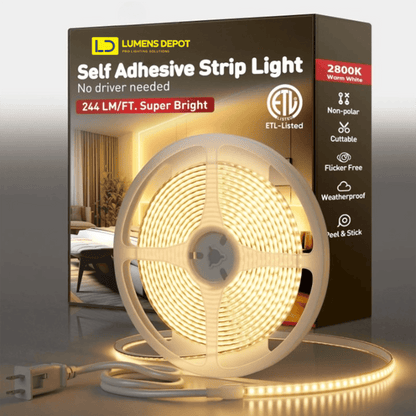110V COB LED Strip Light with Adhesive Tape, 2800K Warm White