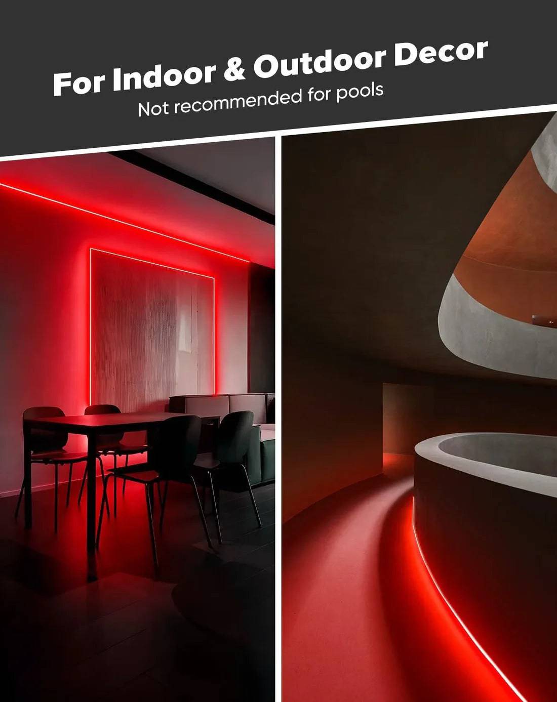 110V High-Intensity COB LED Neon Rope Light Red, 800 Lumens/M