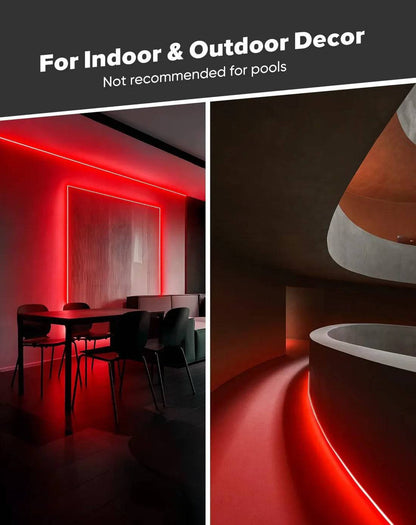 110V High-Intensity COB LED Neon Rope Light Red, 800 Lumens/M