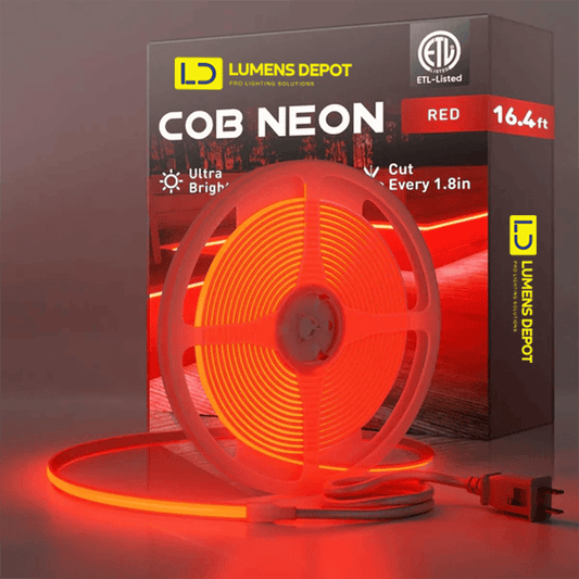 110V High-Intensity COB LED Neon Rope Light Red, 800 Lumens/M