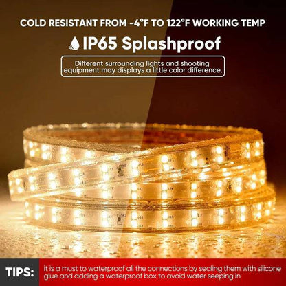 110V Super Bright Double Row LED Strip, Warm White 2800K, 510 Lumens/M
