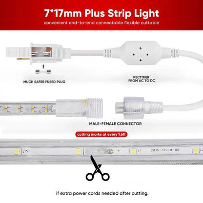 110V Super Bright Double Row LED Strip, Warm White 2800K, 510 Lumens/M