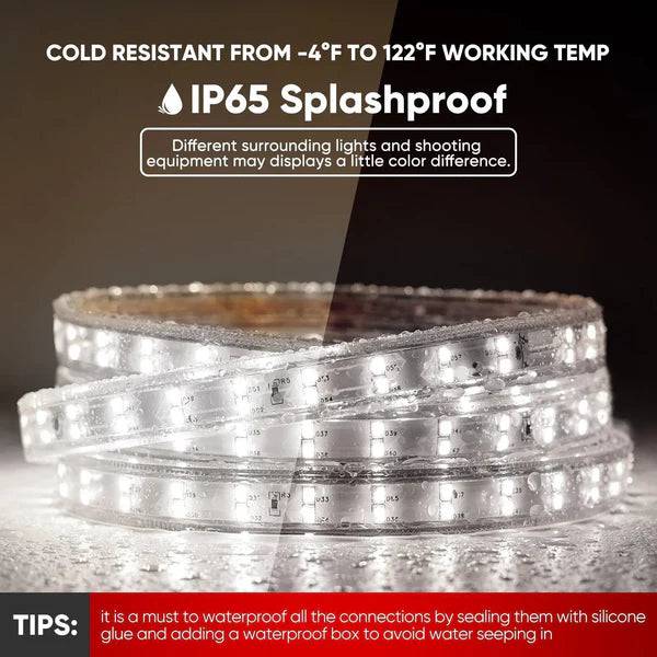 110V Super Bright Double Row LED Strip, Cool White 6000K, 510 Lumens per Meter