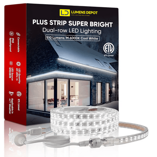 110V Super Bright Double Row LED Strip, Cool White 6000K, 510 Lumens per Meter