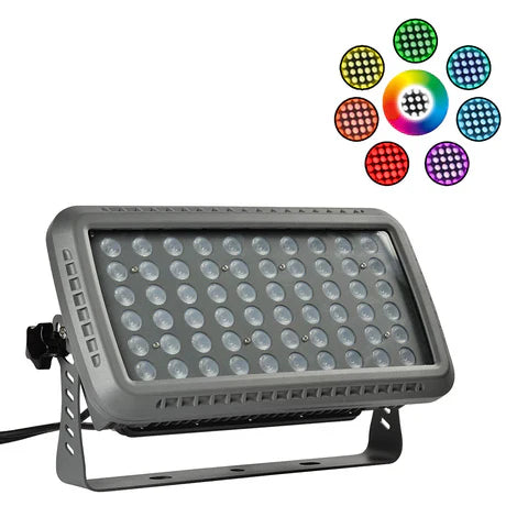 100W RGB LED Flood Light - 36° Beam Angle - 100-277V - Grey Housing - ETL Listed