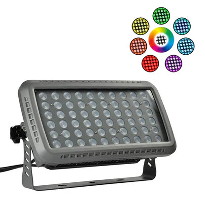 100W RGB LED Flood Light - 36° Beam Angle - 100-277V - Grey Housing - ETL Listed