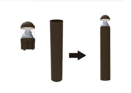 LED Bollard Light, Adjustable 14W/19W/24W and CCT, 3,360 Lumens, 120-277 VAC, Round Pole Included