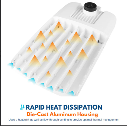 LED Area Light, Selectable 240W/260W/280W/310W and CCT 3000K/4000K/5000K, 46,500 Lumens, 120-277 VAC, Shorting Cap Included, White Finish