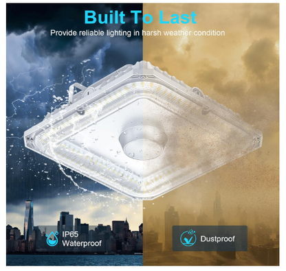 LED Canopy Light - Bult-in Photocell, 100W/80W/60W, 4500K-5700K, 13,500 Lumens, 100-277 VAC