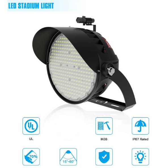LED Stadium Flood Light, 800W/1000W/1200W, 180,000 Lumens, 5000K, 120-277 VAC