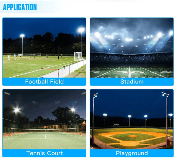LED Stadium Flood Light, 800W/1000W/1200W, 180,000 Lumens, 5000K, 277-480 VAC