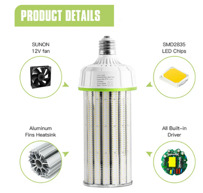 LED Corn Bulb, 200W, 30,000Lumens, 5000K, E39 Base,100- 277 VAC