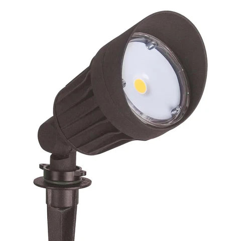 10W LED Landscape Light - 800 Lumens - 3000K Warm White - 12V DC - Ground Stake Mount - Bronze Housing - IP65  ETL Listed