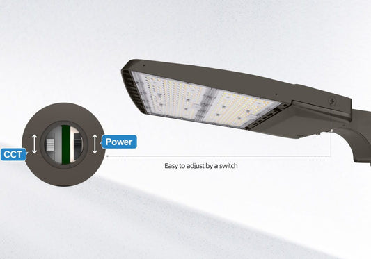 LED Area Light, Selectable 170W/200W/220W/240W, 5000K, 36,000 Lumens, 120-277 VAC, Shorting Cap Included