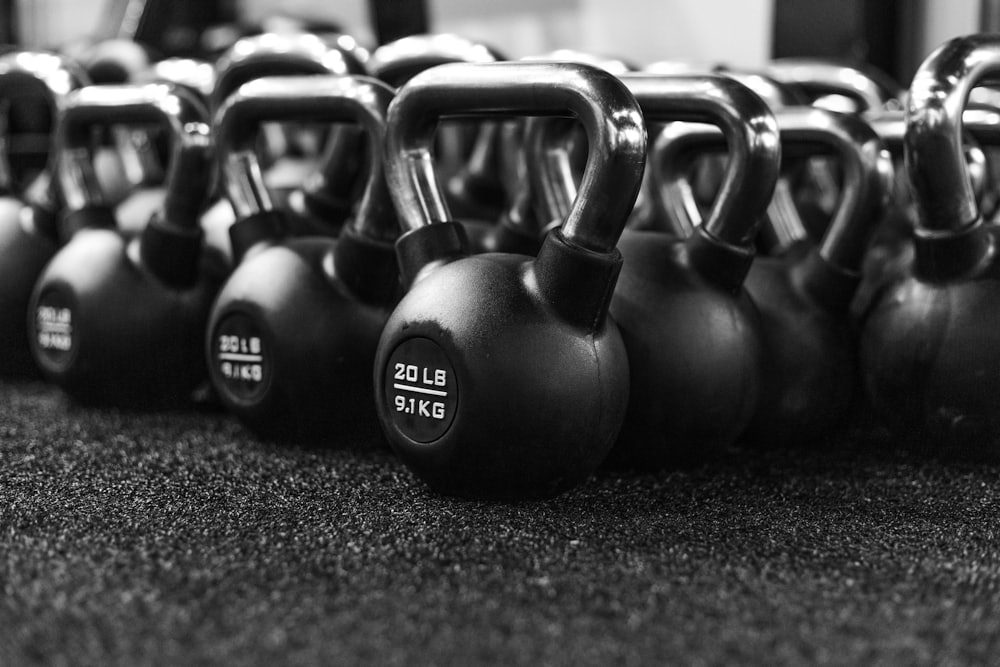Kettlebells lined up for functional training
