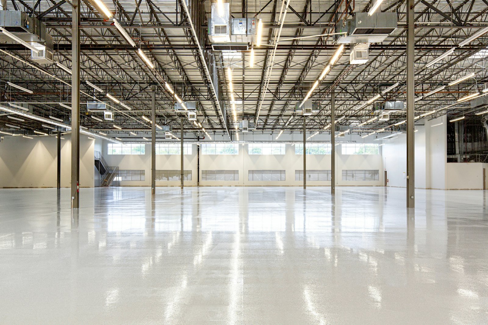 Empty industrial space before a gym fit-out