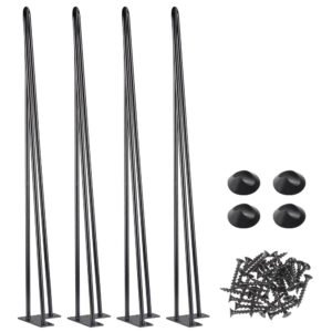Yescom Hairpin Legs Metal 34 Inch w/ Feet Set of 4, Black