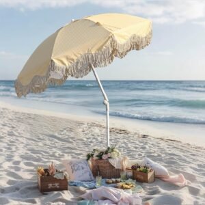 Yescom Fringe Beach Umbrella 6ft 8-rib with Anchor