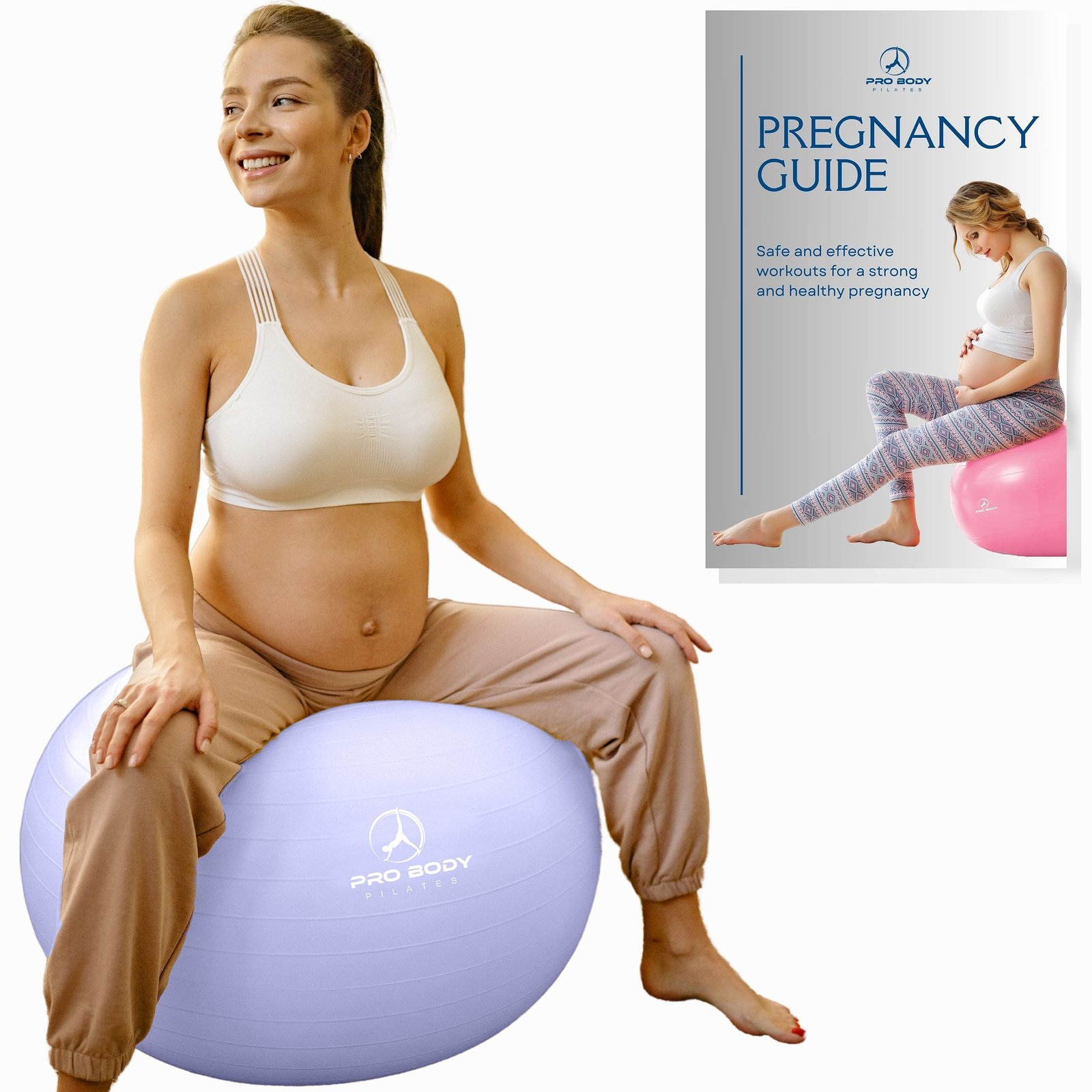 Pregnancy Ball for Maternity, Labor and Birth. Includes Pregnancy Guide. (Lilac)