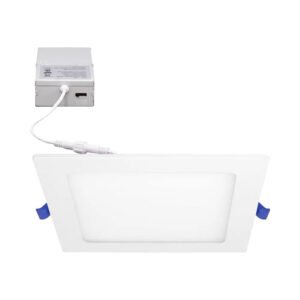 6-Inch Square Ultra-Slim LED Downlight, 5CCT, 15W, 1100LM, Dimmable, Baffle Trim, ETL/Energy Star/T24