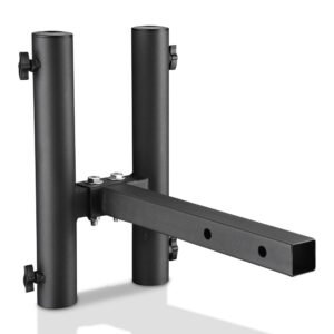 Yescom Hitch Mount Dual Flag Pole Holder for 1 9/16" Receiver(1"-2" Poles)