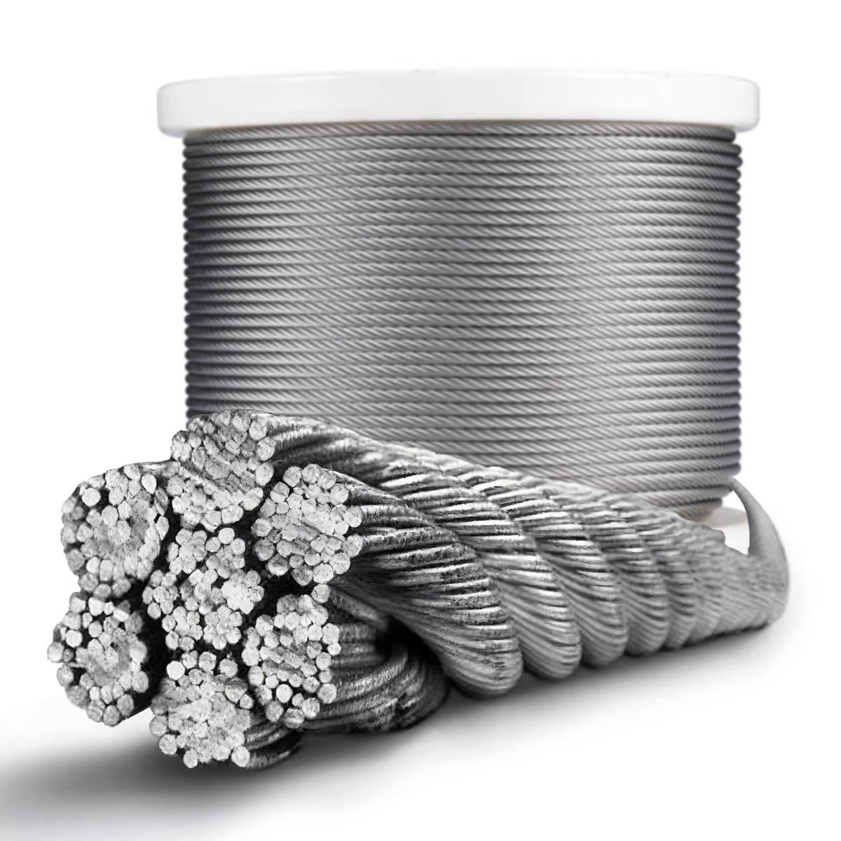 Yescom 4.8mm Wire Rope Type 316 Stainless Steel, 7x19, 3/16"x500'