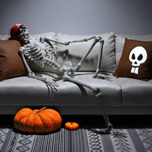 Yescom 5.4ft Skeleton Posable Halloween Decoration with Pirate, Cowboy Costume