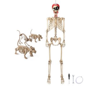 Yescom 5.6Ft Halloween Skeleton Set - Pirate & 3 Animal Skeletons