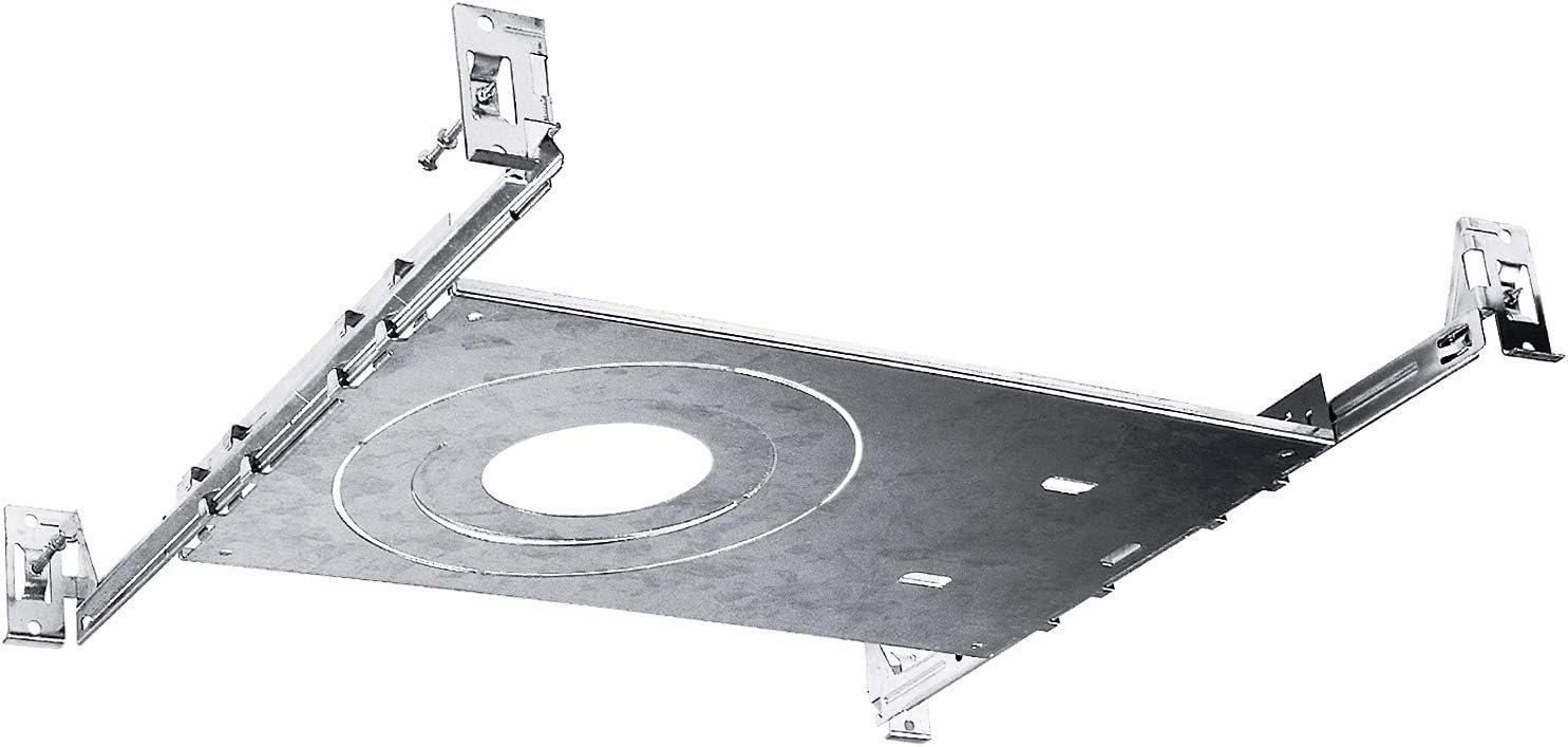 New Construction Mounting Plate for LED Recessed Lighting Kits, Adjustable Hanger Bars, Round Hole (2-3-4-6 Inch) Compatibility, Shallow Housing Support