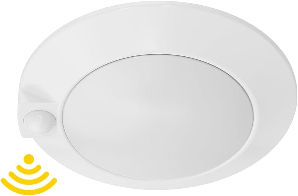 4 Inch Ceiling Light with Motion Sensor, Surface Mount, 10W, 3000K, 650 Lumens, 120 VAC