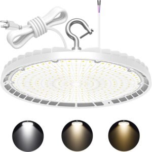 LED UFO High Bay Light, Selectable 240W/200W/150W and CCT 3000K/4000K/5000K, 33,600 Lumens, 100-277 VAC